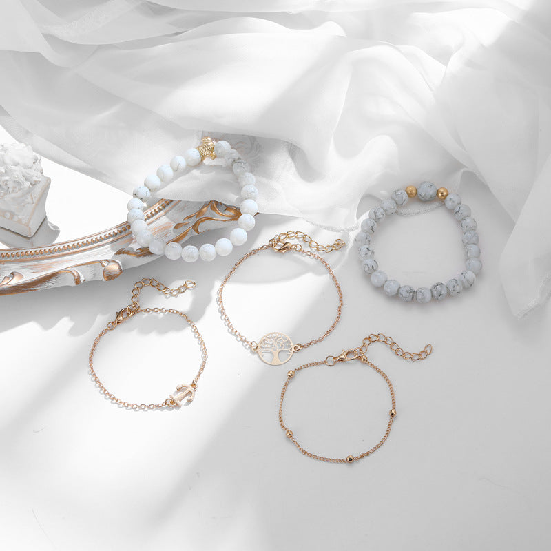 Wholesale Simple Geometric Love Anchor Beaded Turtle Bracelet