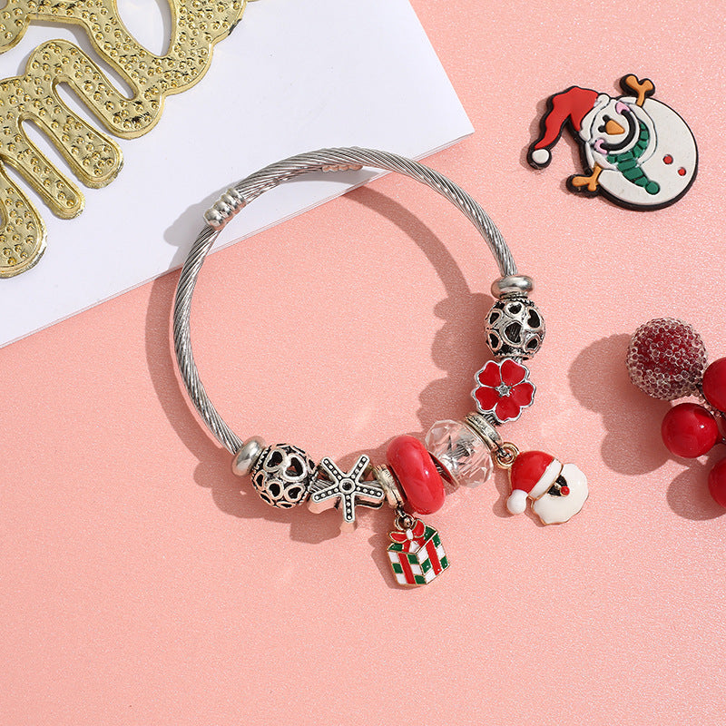Wholesale Stainless Steel Christmas DIY Beaded Crystal Bracelet  ACC-BT-QingLian006