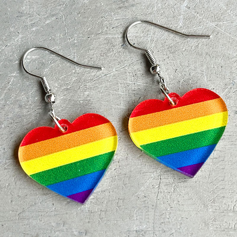 Wholesale 2 Pairs/pack LGBT Rainbow Heart Acrylic Earrings ACC-ES-HY065