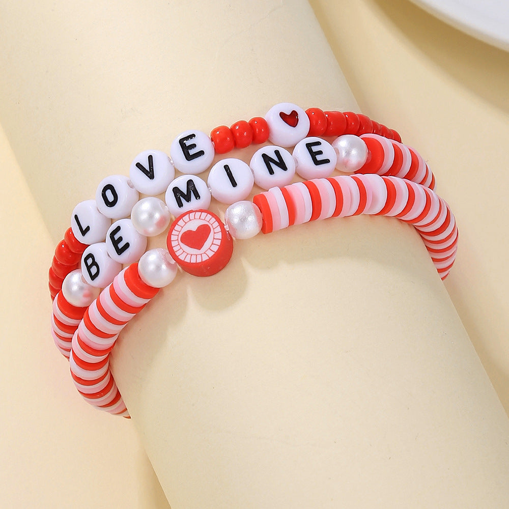 Wholesale Valentine's Day Soft Clay Stretch Bracelet Set