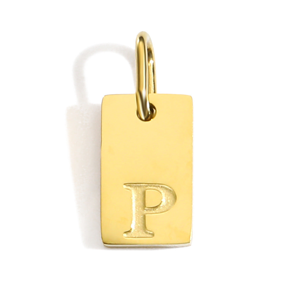 Wholesale 26 English letters stainless steel gold-plated pendant