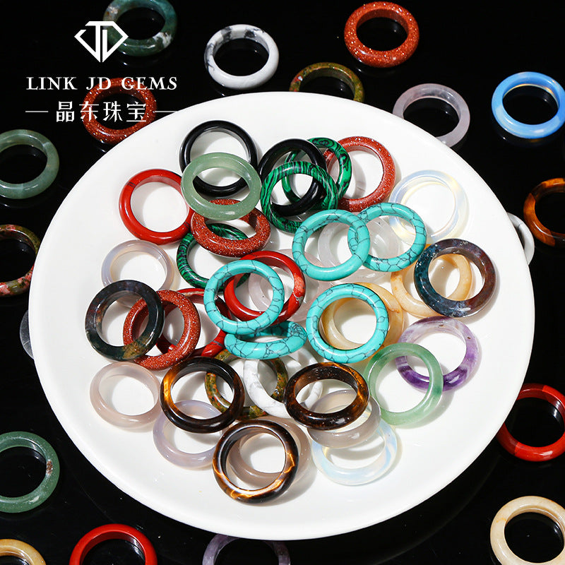 Wholesale Agate Plain Circle Ring Unisex Minimalist Ring Fashion Jewelry Accessory Gift Boutique