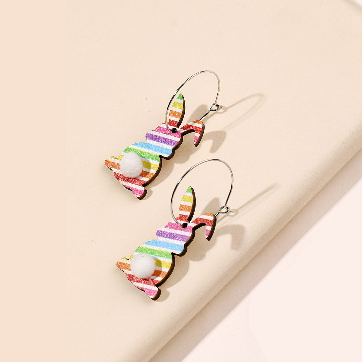 Wholesale Cute Easter Wood Earrings with Colorful Floral and Leopard Prints