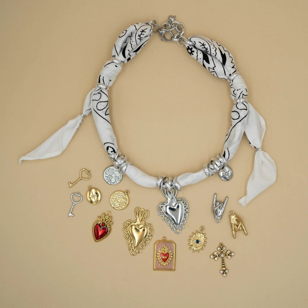 Wholesale Titanium Steel Hand-knotted silk scarf pattern printed bracelet