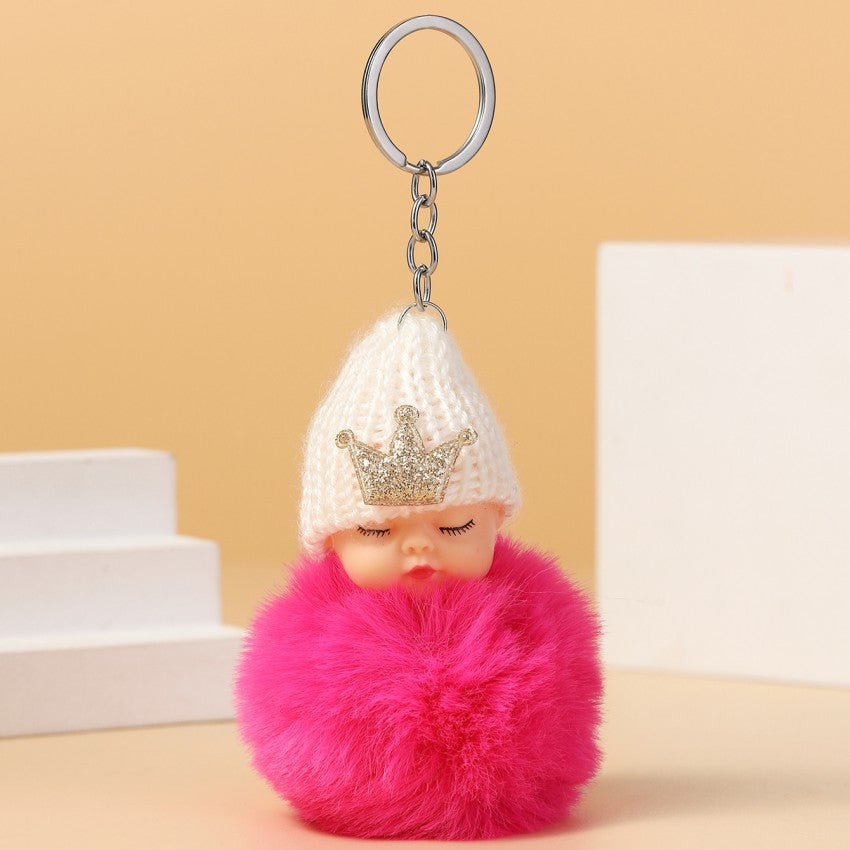 Wholesale Cute Crown Hat Plush Doll Keychains Pom Pom ACC-KC-RongR051