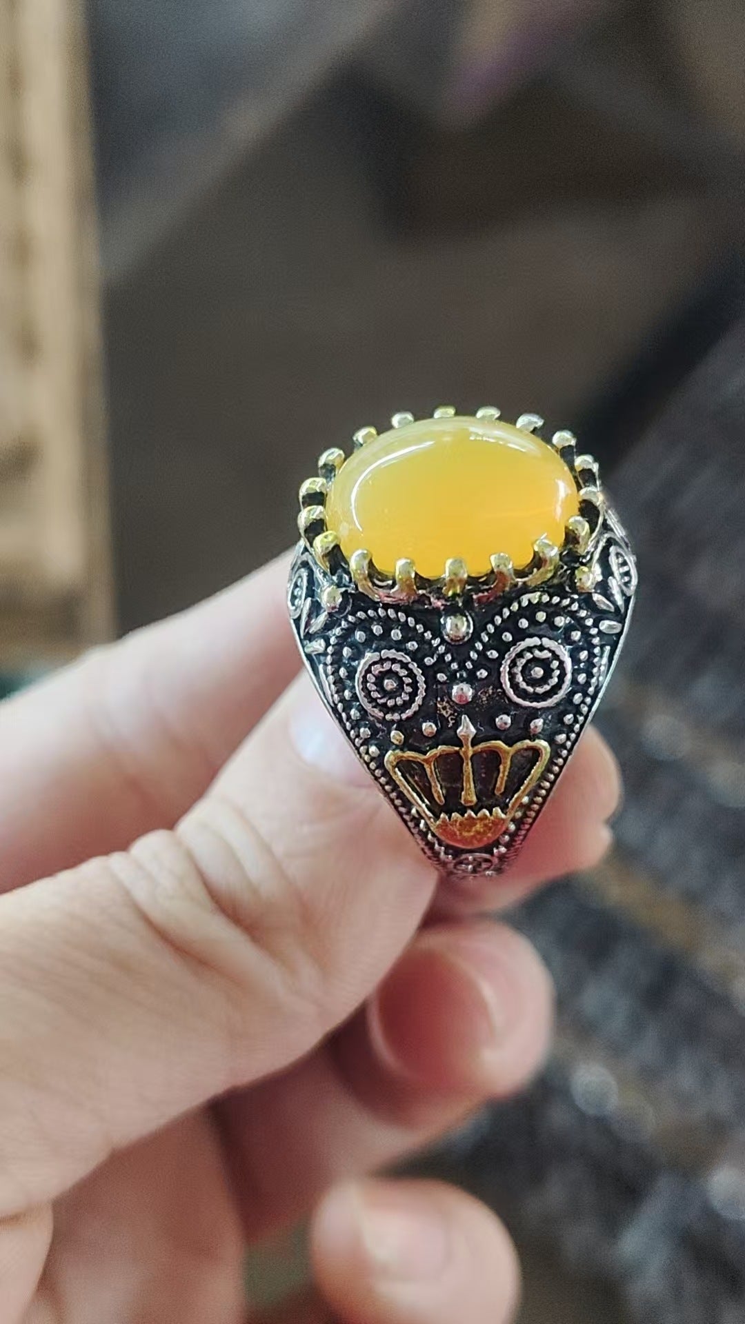 Wholesale Stylish Unisex Imitation Agate Rectangular Gemstone Ring Gold Green Contion Design Fashion Jewelry for Everyday Wear