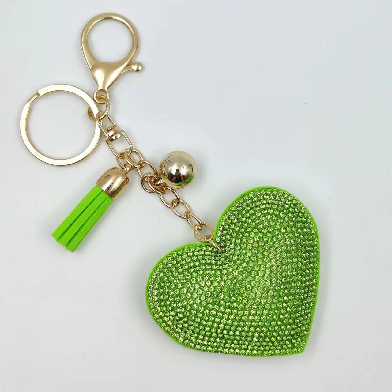 Wholesale 12pcs Heart Shape Hot Diamond Leather Keychain ACC-KC-DC001