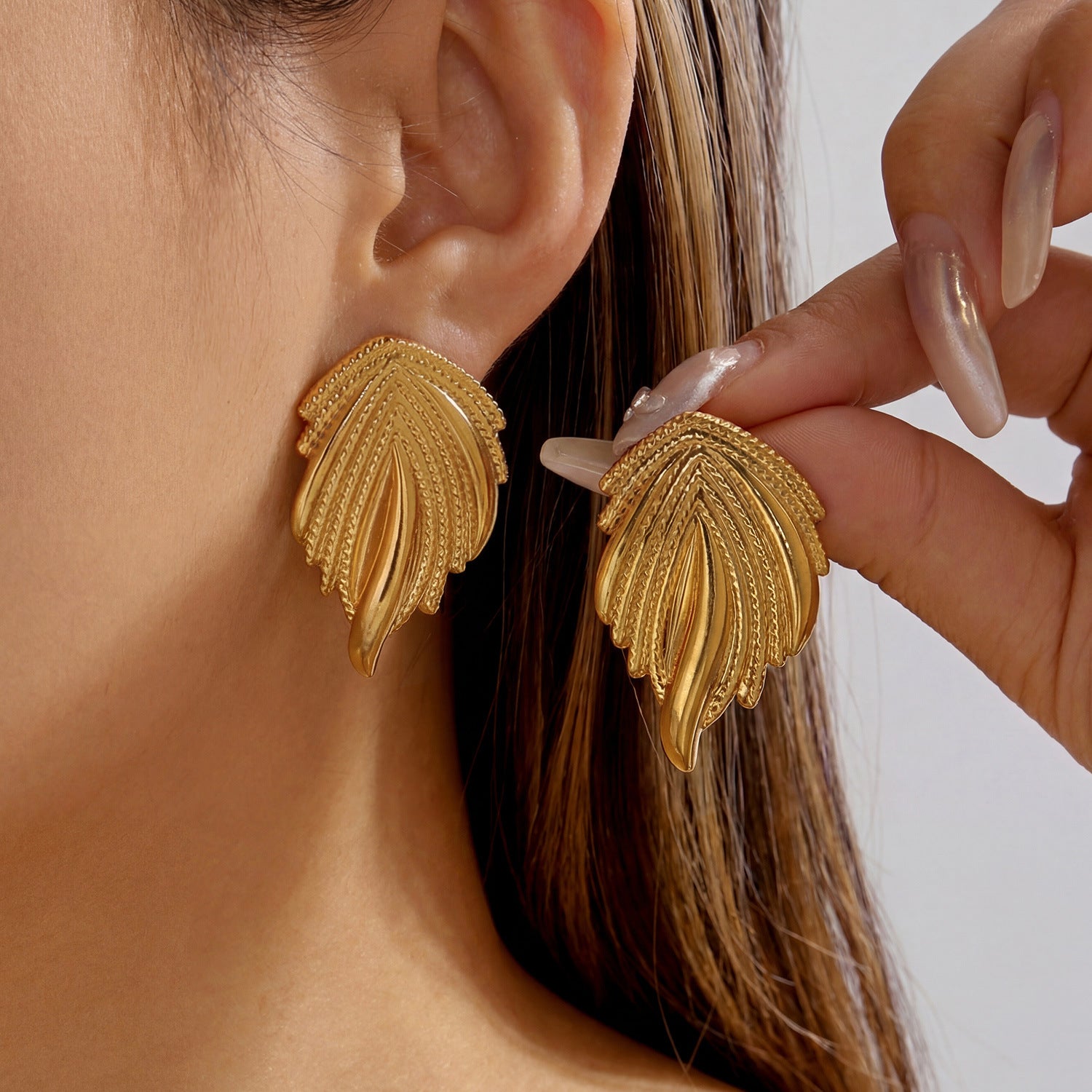 Wholesale Stainless Steel Fashion Earrings Leaf Flower Geometric Design Jewelry Accessory for Women Gift Boutique