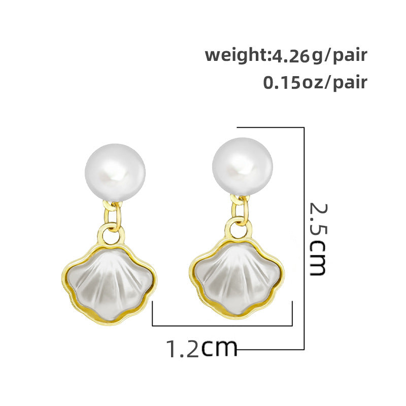 Wholesale French Style Shell Design Earrings,  Trendy Alloy Jewelry Accessory for Women Everyday Wear