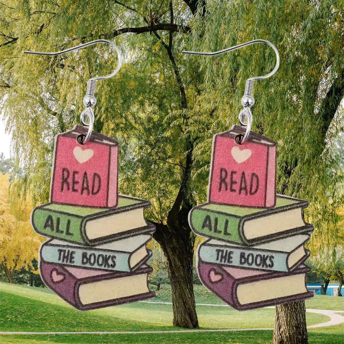 Wholesale Teacher's Day Book Wood Earrings ACC-ES-AnDao027