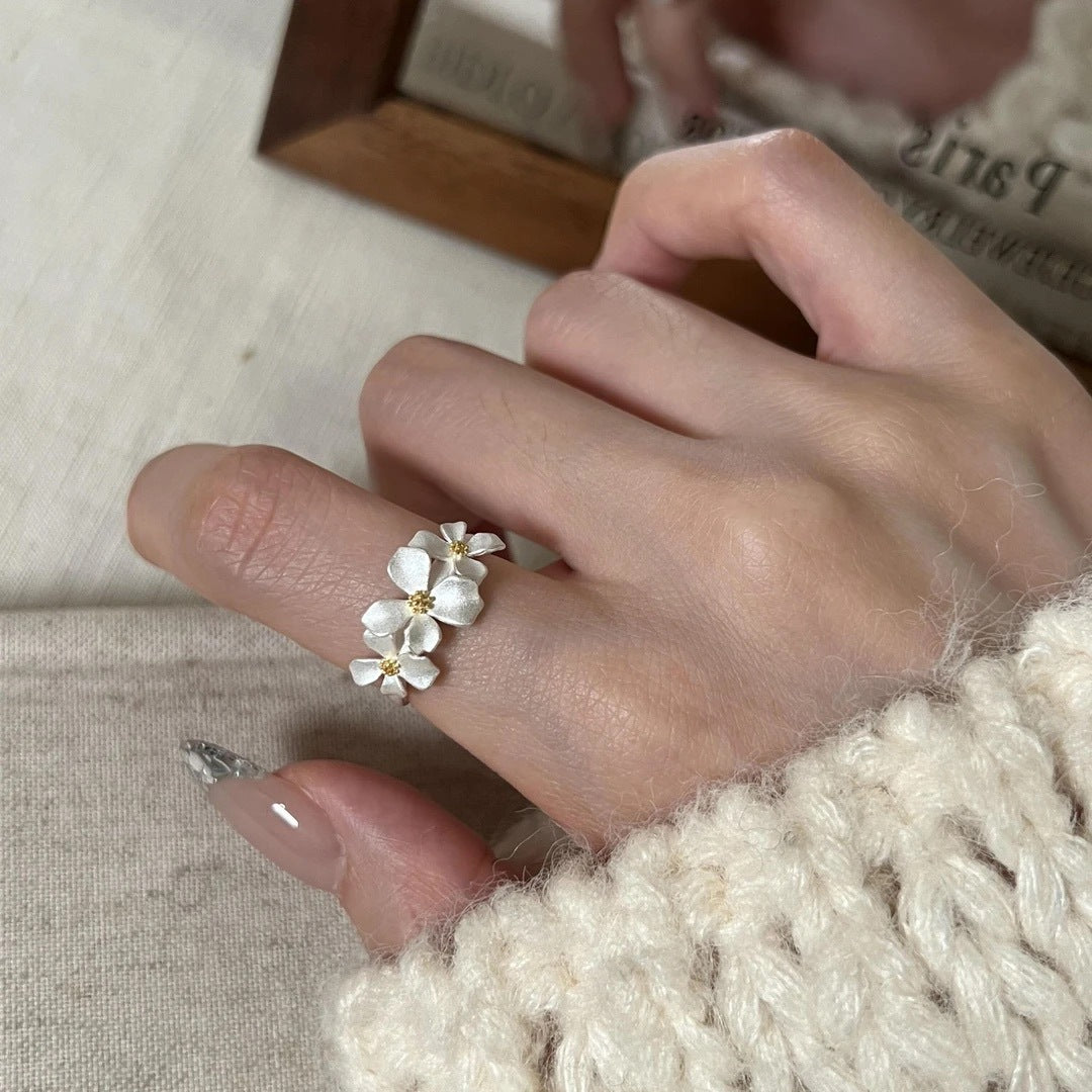 Wholesale Copper Plated Adjustable Flower Ring Women S Gardenia Design Jewelry Accessory For Everyday Wear
