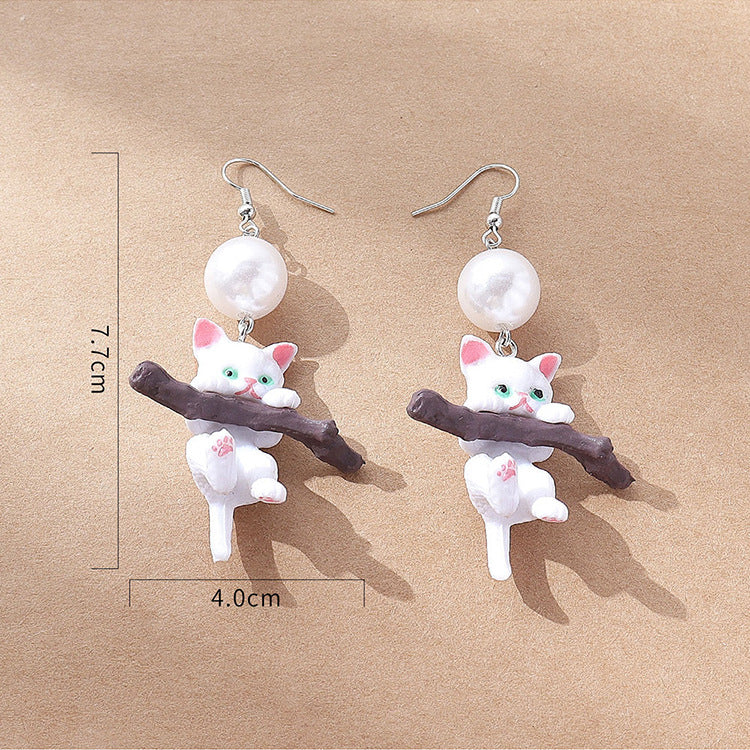 Wholesale  Fun Cat Chai Pearl Earrings
