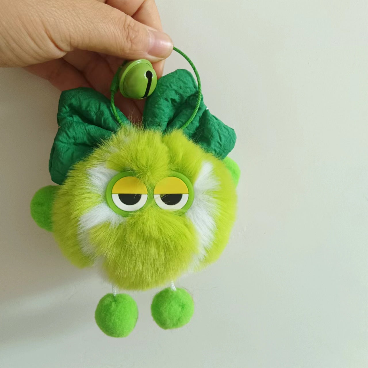 Wholesale cute little tennis ball rex rabbit fur keychain