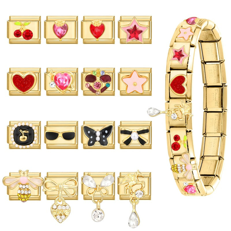 Wholesale Italian Charm Bracelet 9mm DIY Splicing Cute Creative Stainless Steel Composable Bracelet