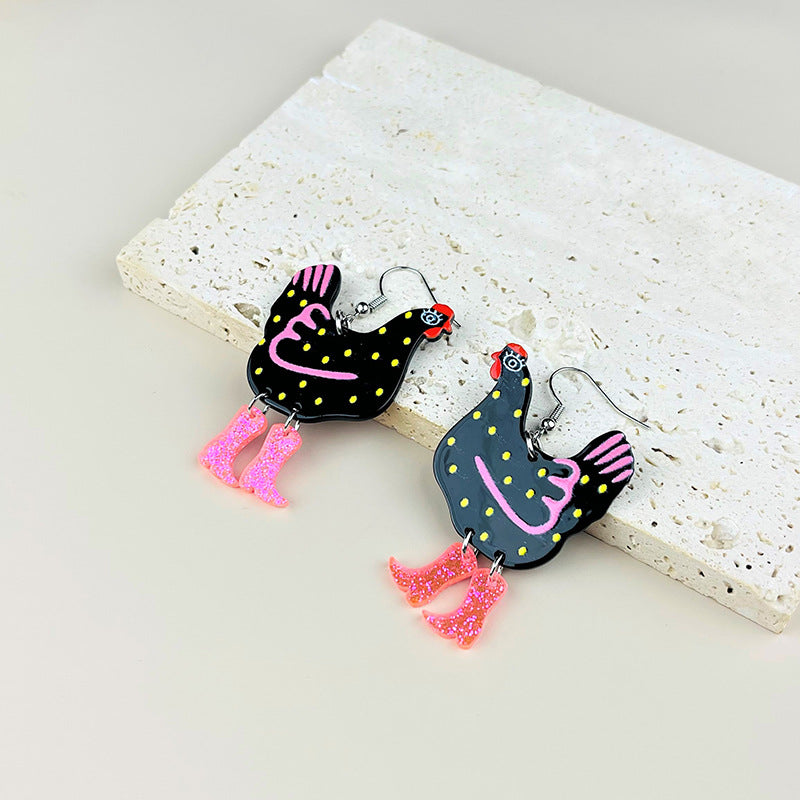 Wholesale creative rooster stitching acrylic earrings