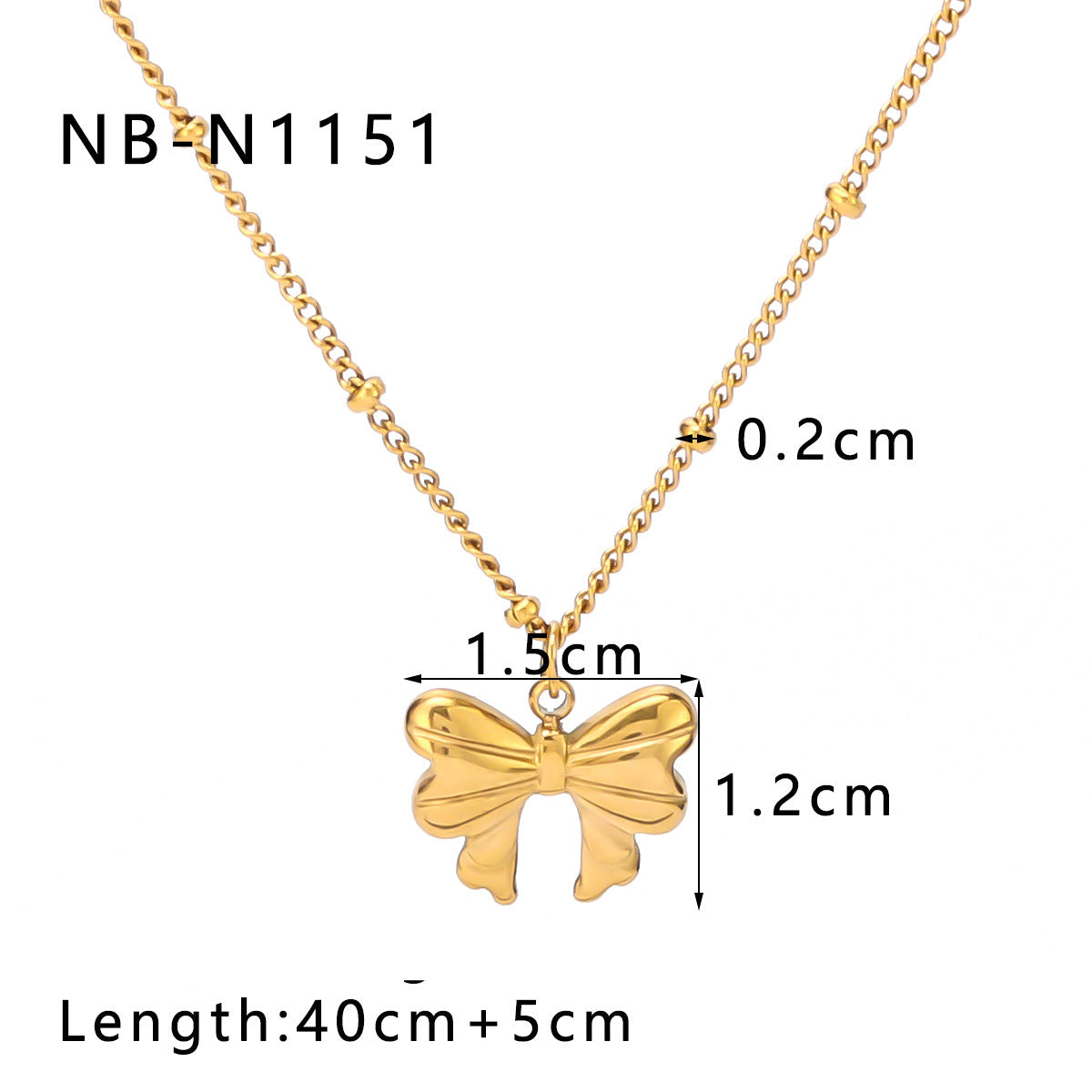 Wholesale Bow Heart Stainless Steel 18K Gold Plated Necklace