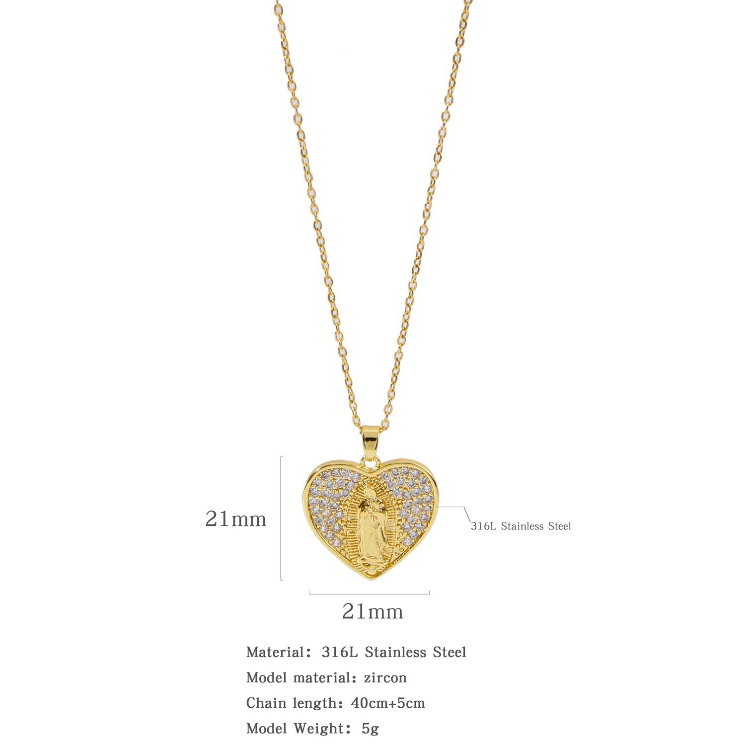 Wholesale Copper Inlaid Zircon Virgin Mary Necklace Fashion Jewelry for Women