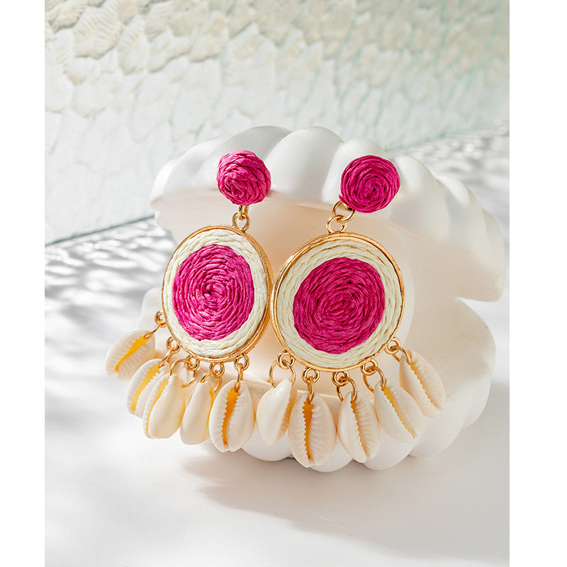 Wholesale Rattan Earrings Raffia Braided Earrings ACC-ES-XLH001