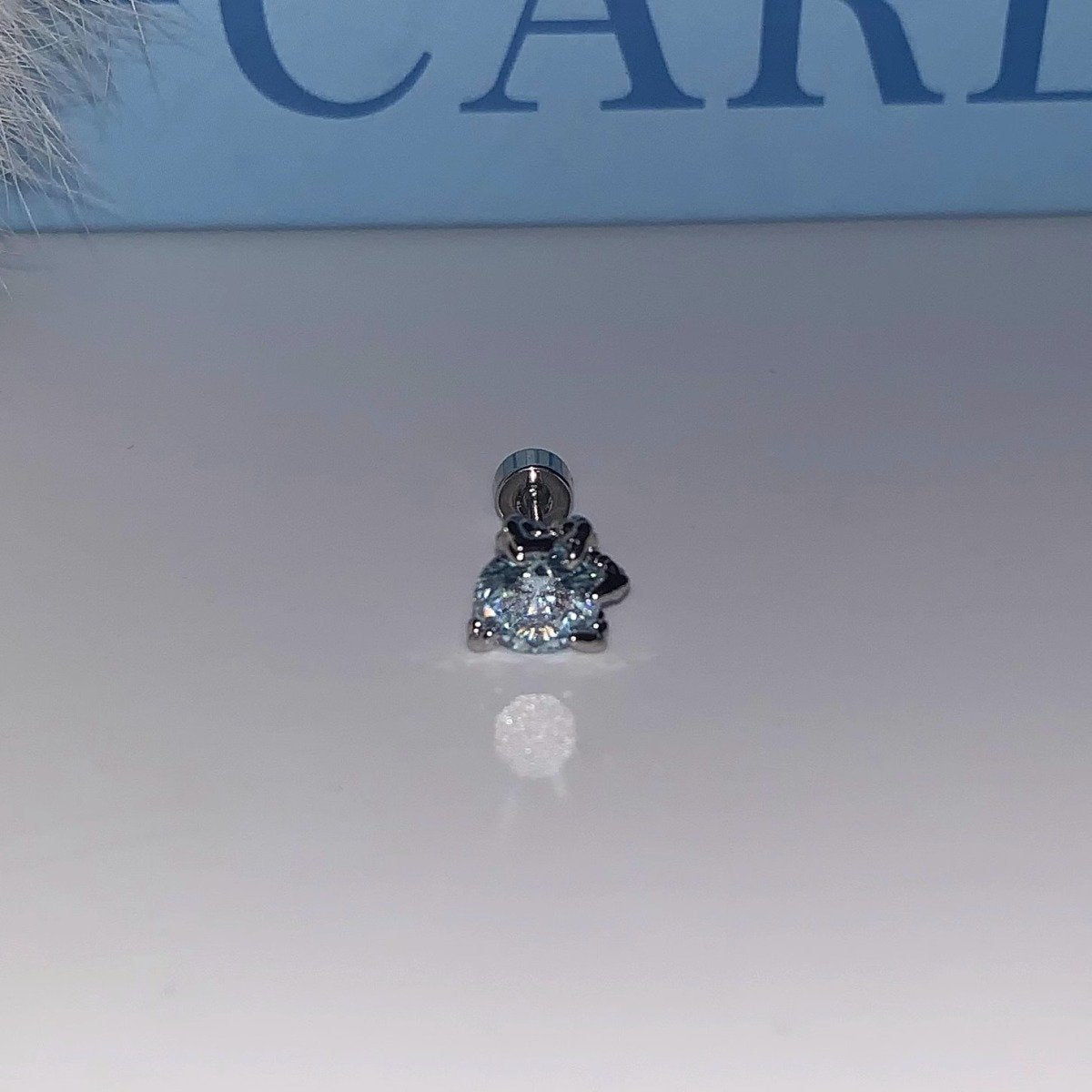 Wholesale Blue ear bone nail titanium steel U-shaped cross earrings