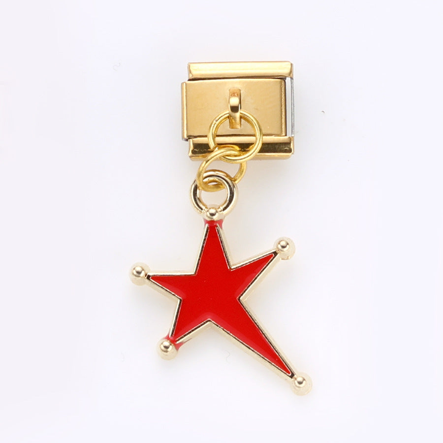 Wholesale 10pcsRed Series Alloy Pendant Italian Module DIY Stainless Steel Bracelet Accessories