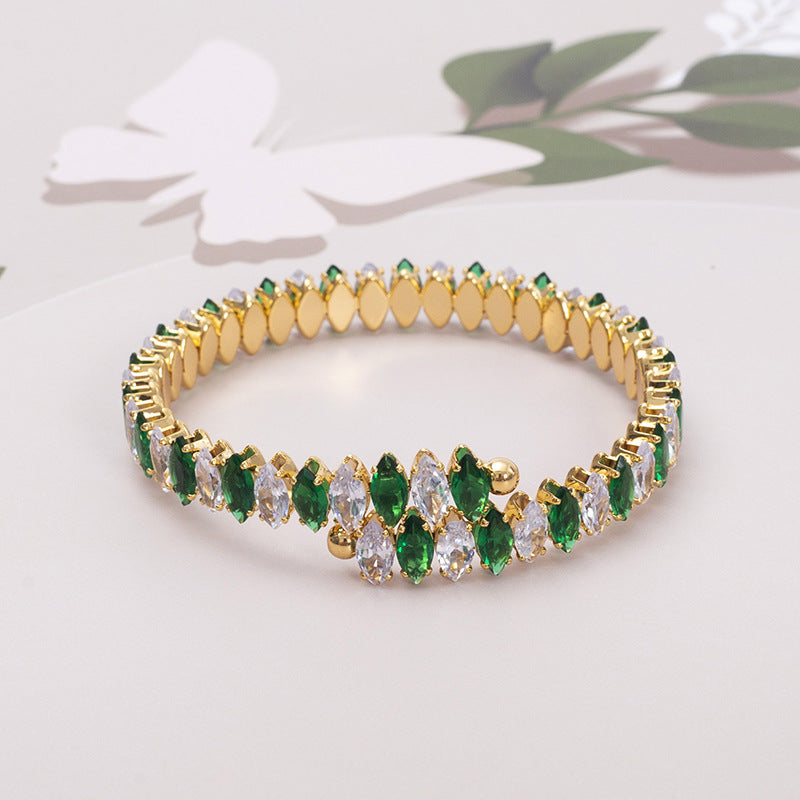 Wholesale Stainless Steel Zircon Bracelet 18K Fashion Opening Adjustable Titanium Steel Bracelet ACC-BT-Jiay001