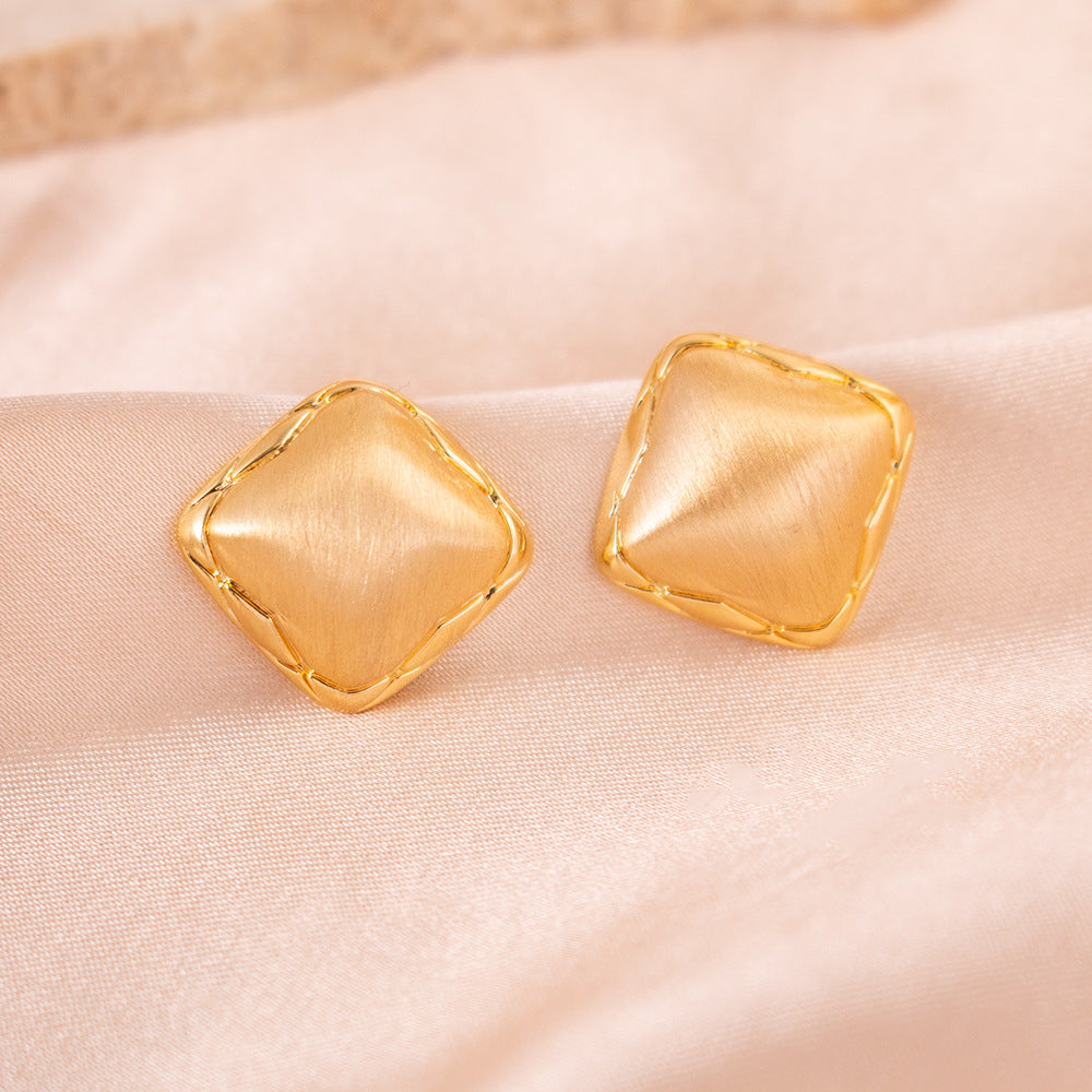 Wholesale square earrings retro niche geometric three-dimensional design earrings