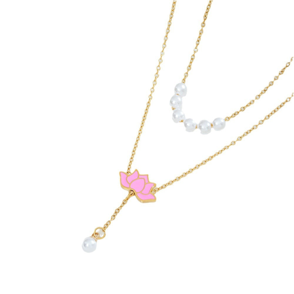 Wholesale Titanium Steel Gold Layered Pendant Necklace Fashion Jewelry Gift