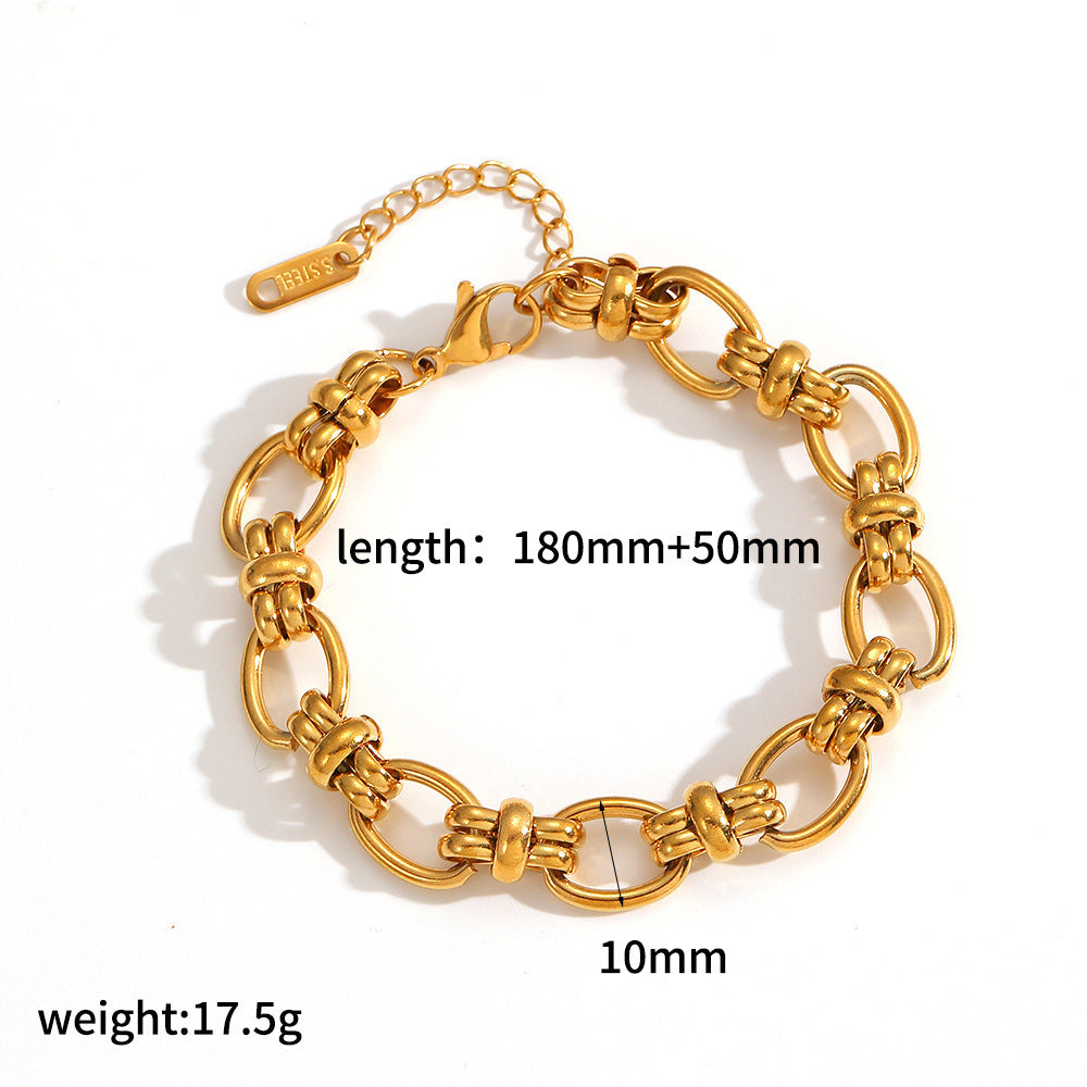 Wholesale 304 Stainless Steel Bracelet 18k Gold Plated Vacuum Electroplating in Furnace