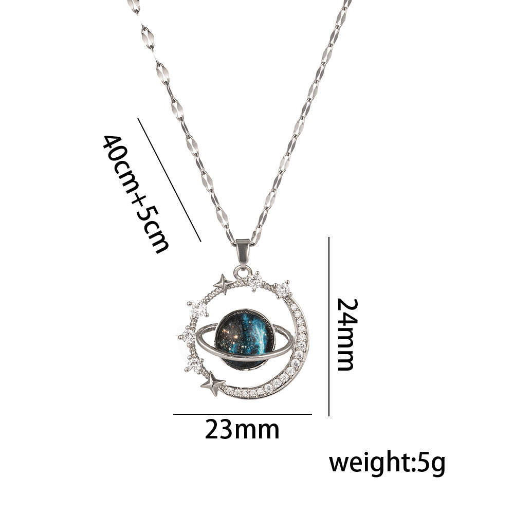 Wholesale Titanium Steel Necklace Planet Starry Sky Necklaces Clavicle Chain ACC-NE-Kucai002