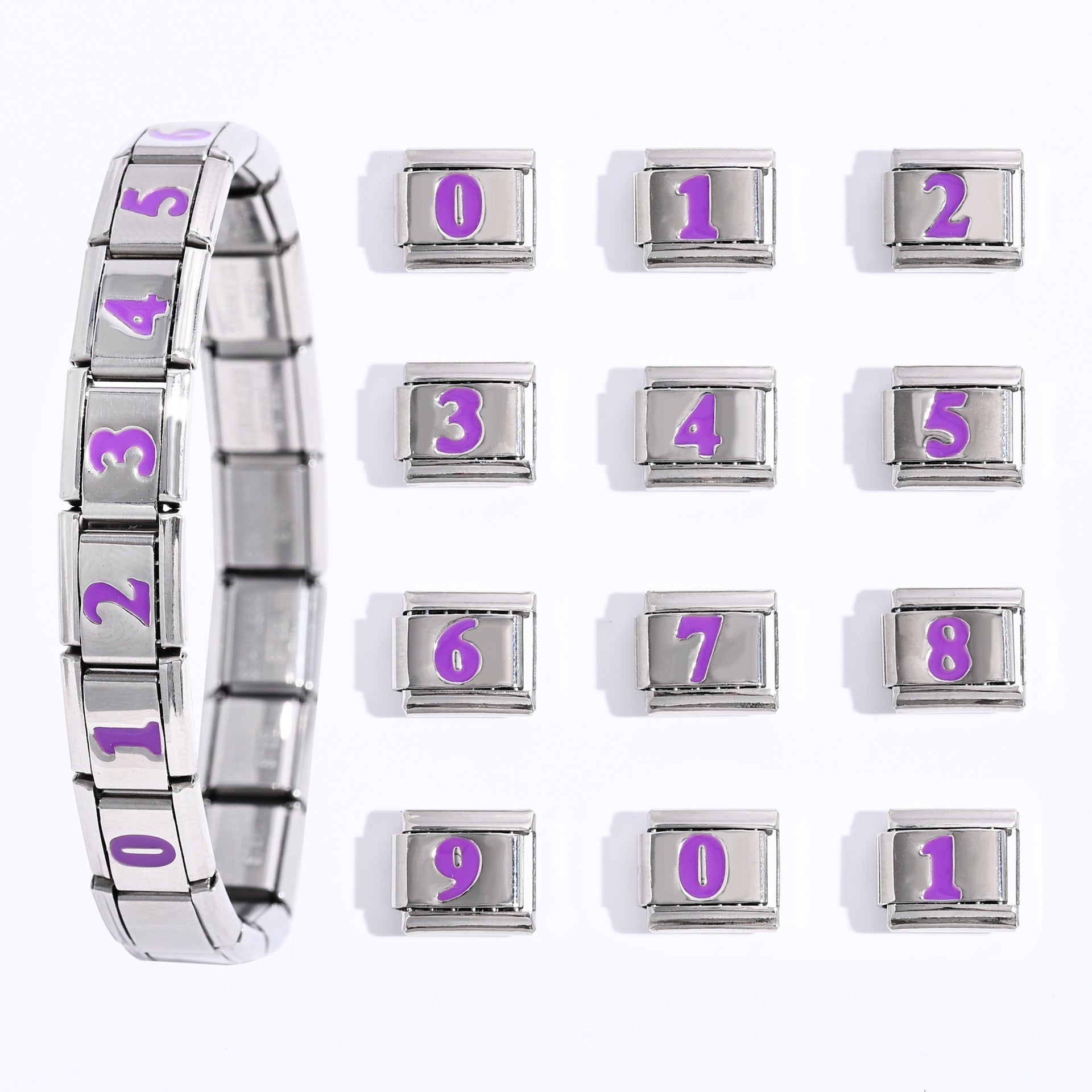 Wholesale 9mm Italian Charm Starter Bracelets DIY square Single Section Creative Stainless Steel Composable Bracelet