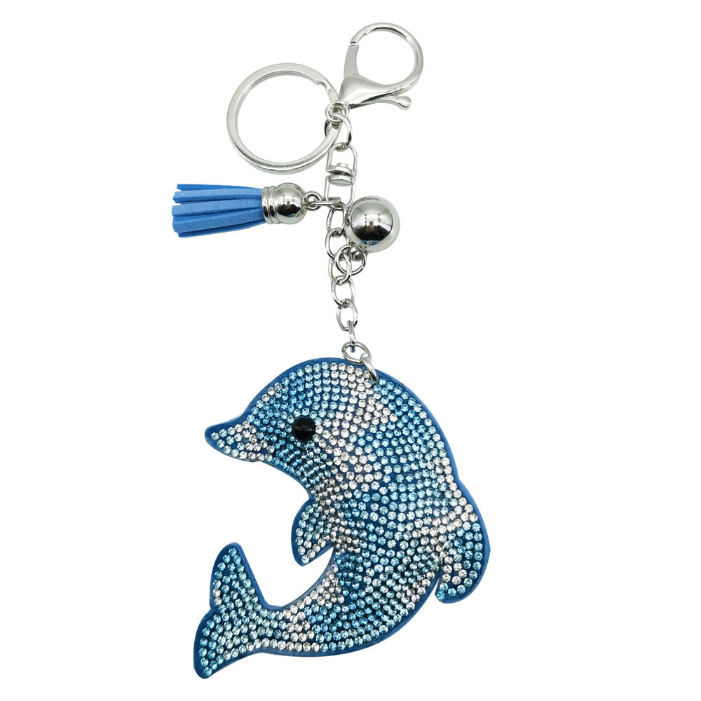Wholesale Creative Velvet Diamond Cartoon Animal Dolphin Keychain