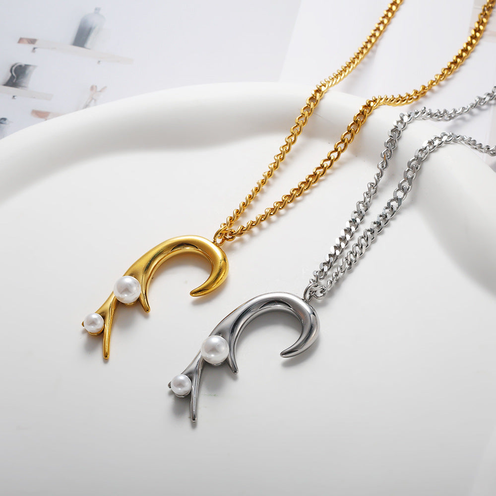 Wholesale Steel Titanium Man-Mada Pearl Necklace