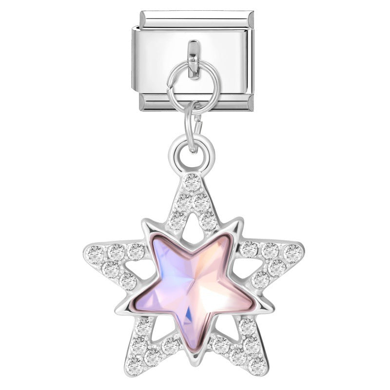 Wholesale  Italian Charm Bracelet 9mm DIY  Star Pendant Creative Stainless Steel Composable Bracelet