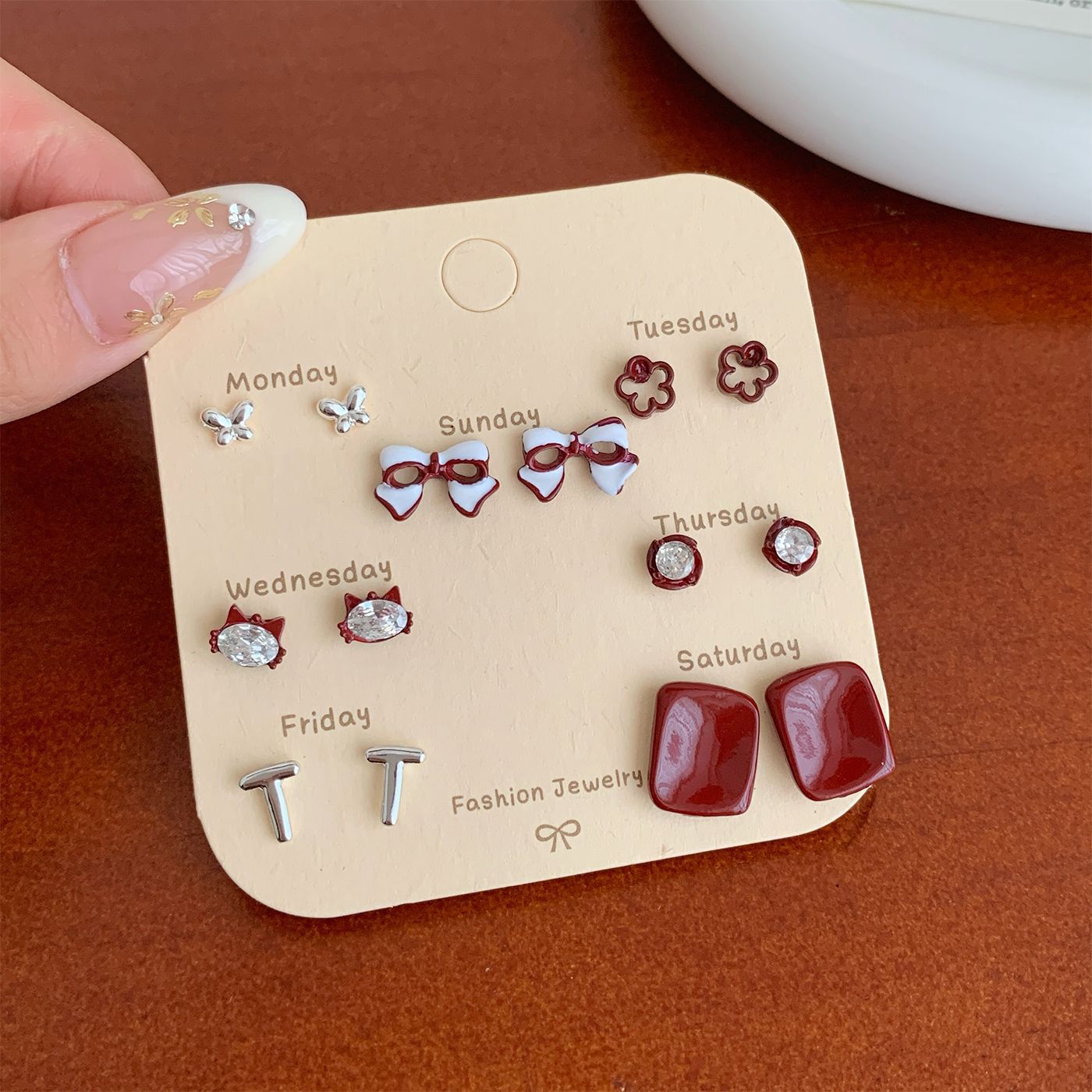 Wholesale Ankora Red Bow Earring Set