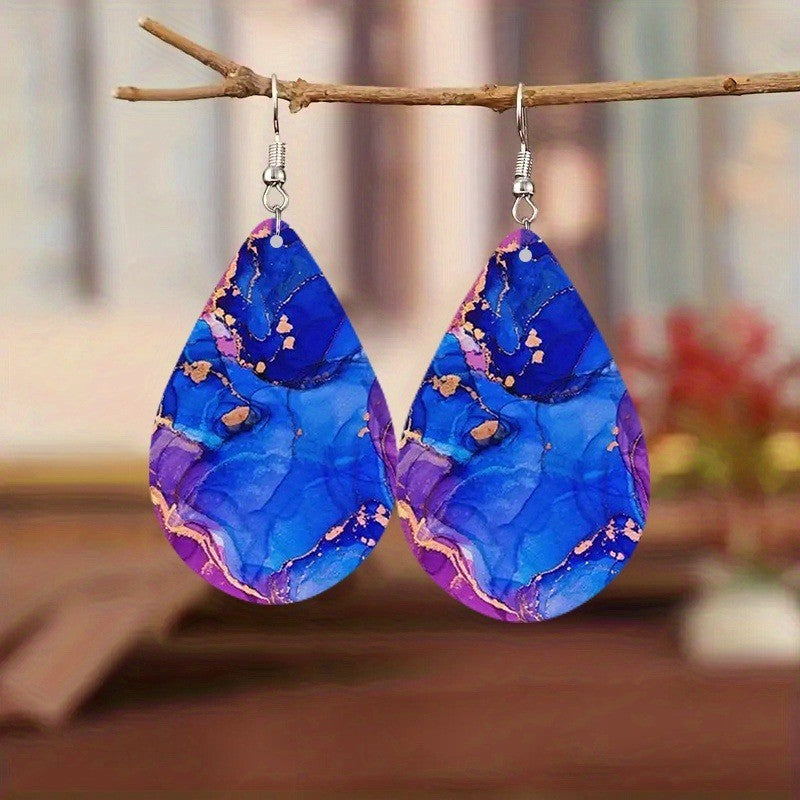 Wholesale Acrylic Cashew Flower Totem Bohemian Colorful Earrings