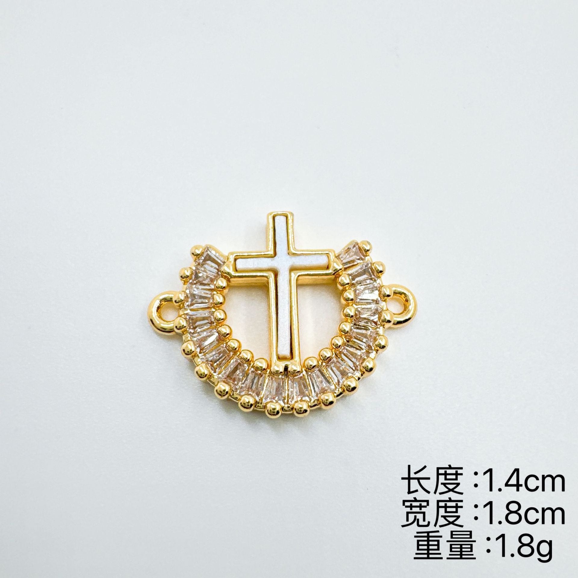 Wholesale 18K Gold Plated Copper Cross Charm Bracelet with Micro Zircon Trendy DIY Jewelry Accessory