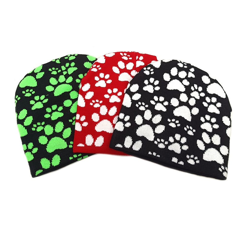 Wholesale Dog Claw Jacquard Wool Hat Beanie