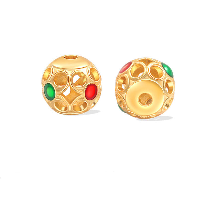 Wholesale S925 sterling silver oil-drip cloisonne hollow spacer beads enamel color handmade beads