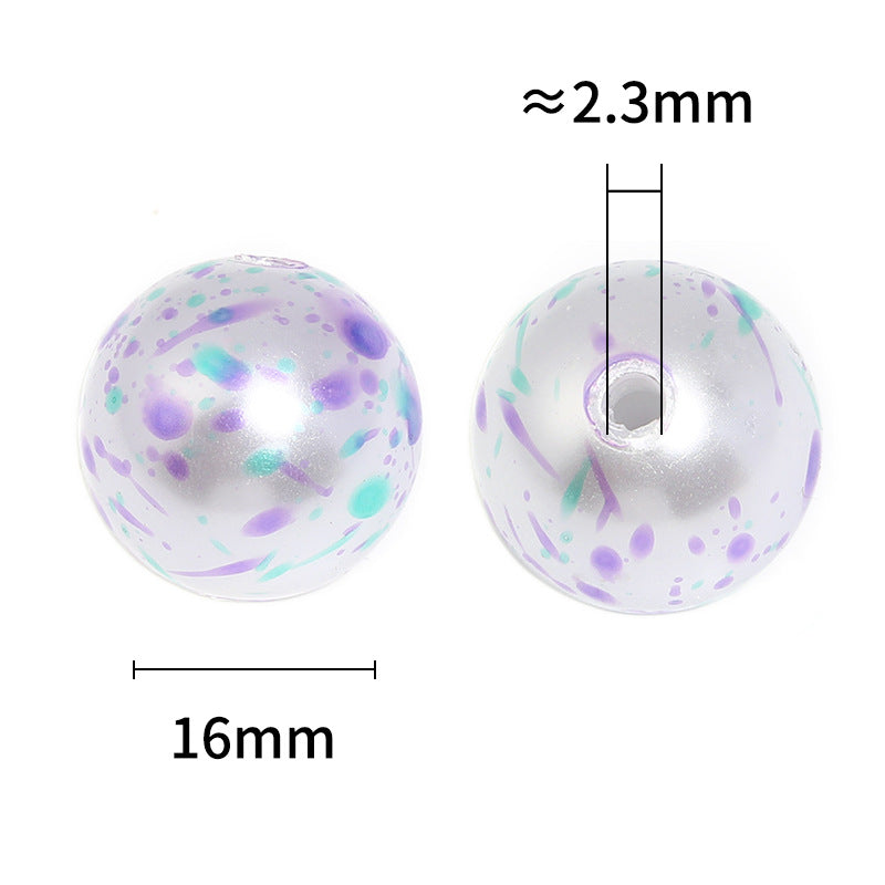 Wholesale 100pcs16mm Color Splash Ink Straight Hole ABS Highlight Beads Diy Accessories ACC-BDS-BLG096