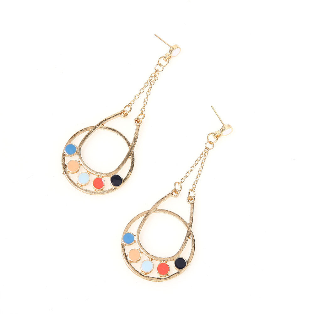 Wholesale Personality Exaggerated Drop Color Flower Earrings