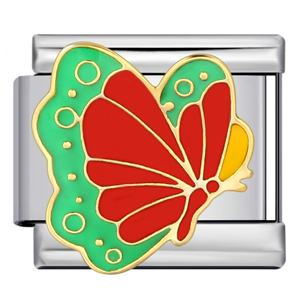 Wholesale Colorful Butterfly Italian Charm Bracelet DIY Stainless Steel Jewelry Accessory for Resale