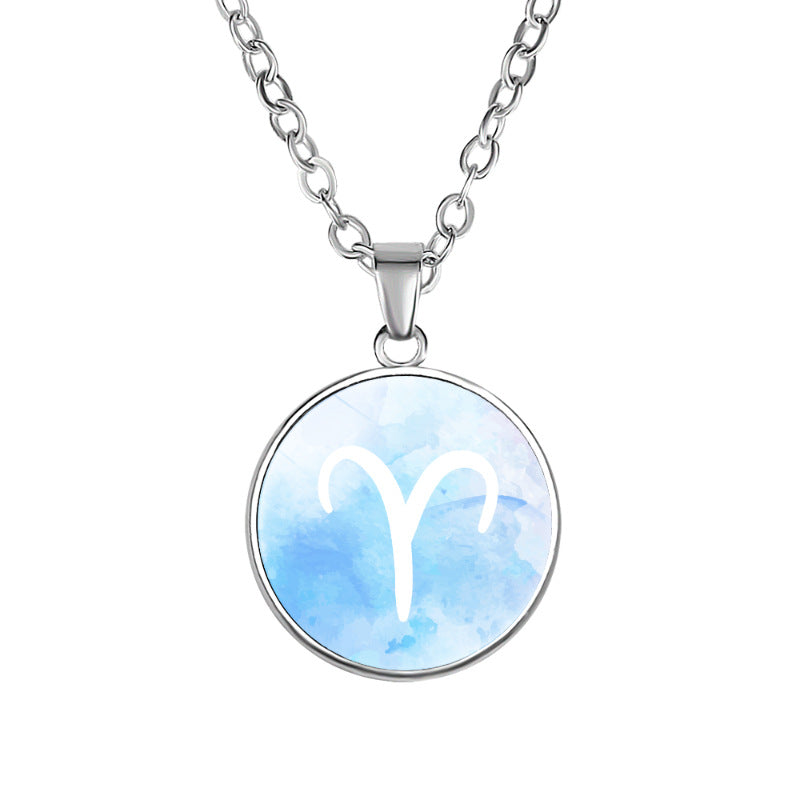 Wholesale Twelve constellation simple alloy pendant necklace