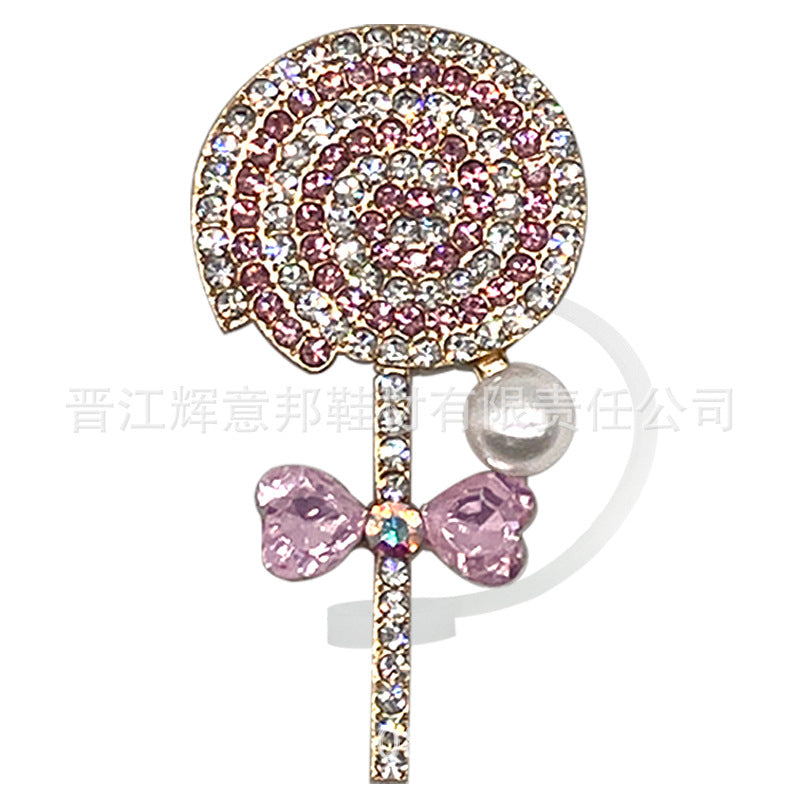 Wholesale Sweet Pink Princess Diamond Shoe Buckle Metal Charm Decorative Fashion Accessory For Sandals Gift Boutique Resale