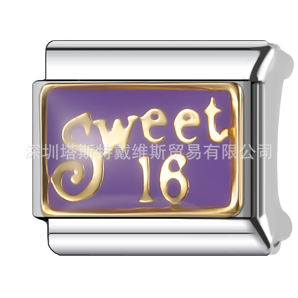 Wholesale 9mm Italian Charm Starter Bracelets DIY square Single Section Creative Stainless Steel Composable Bracelet