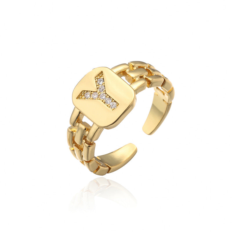 Wholesale 26 Letters Open Adjustable Ring ACC-RS-AoGu007