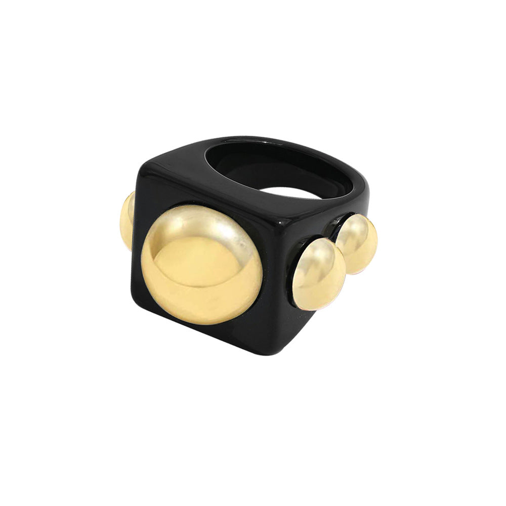 Wholesale resin ring golden diamond candy color geometric  ring