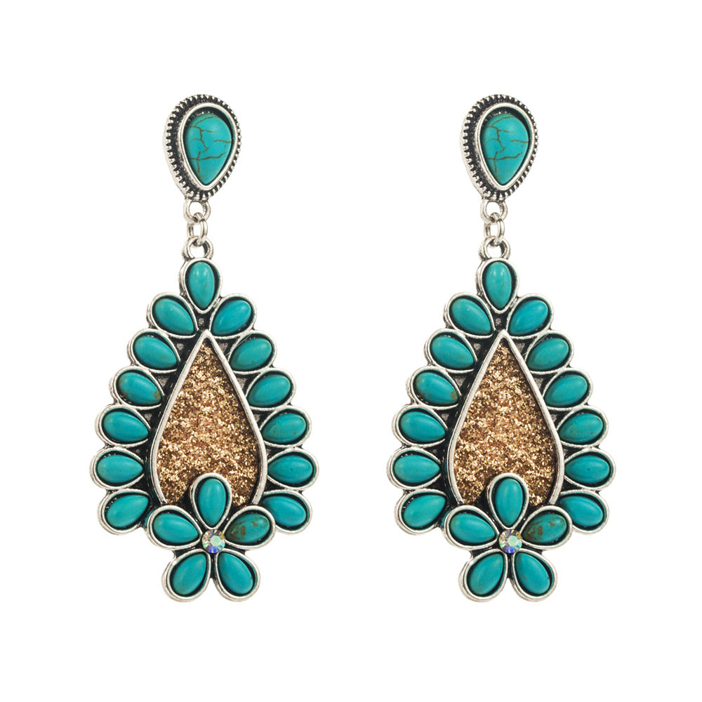 Wholesale  turquoise  print leather earrings