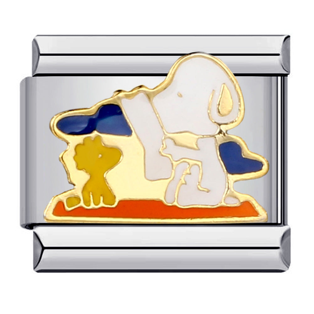 Wholesale Italian Modular Classic Cartoon Puppy Stainless Steel DIY Bracelet Bracelet