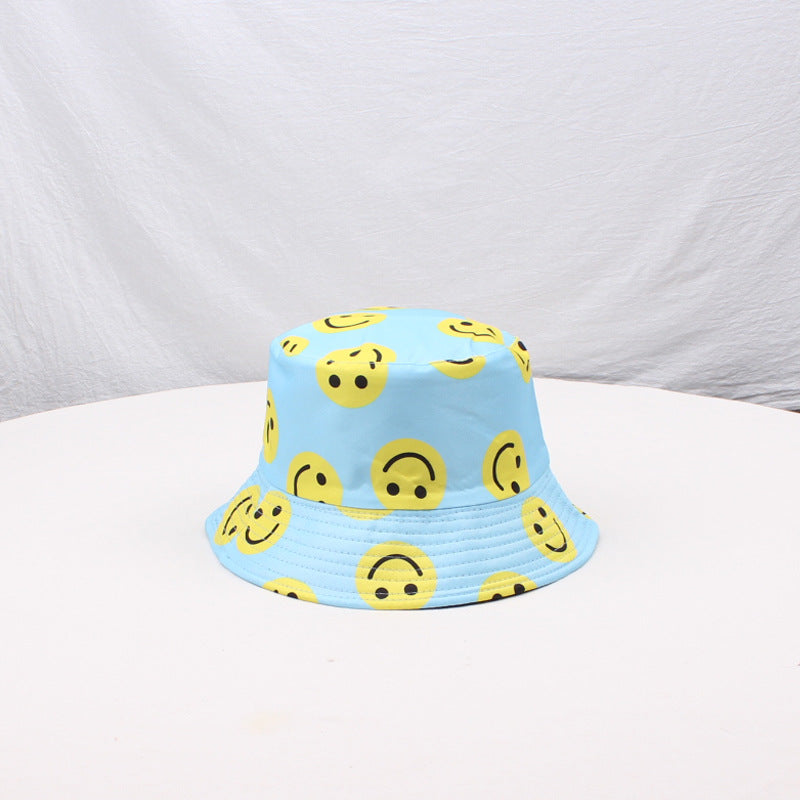 Wholesale Smiley Printed Large-brimmed Fisherman's Hat Basin Hat Bucket Hat