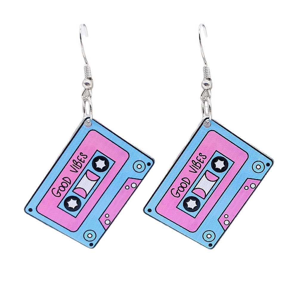 Wholesale Acrylic Retro Style Tape Earrings Record Game Console Earrings
